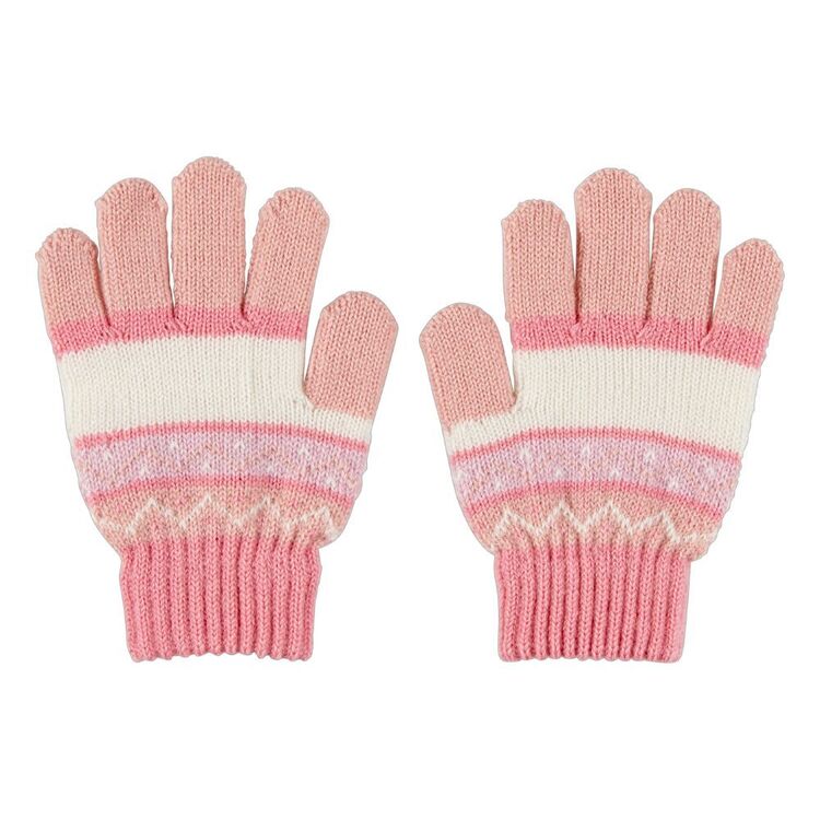 Cape Girls' Striped Gloves Pink Multi One Size Fits Most