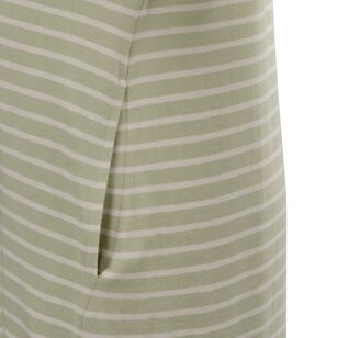 Mountain Designs Women's Bambusa Striped Dress Green & Blanc 10