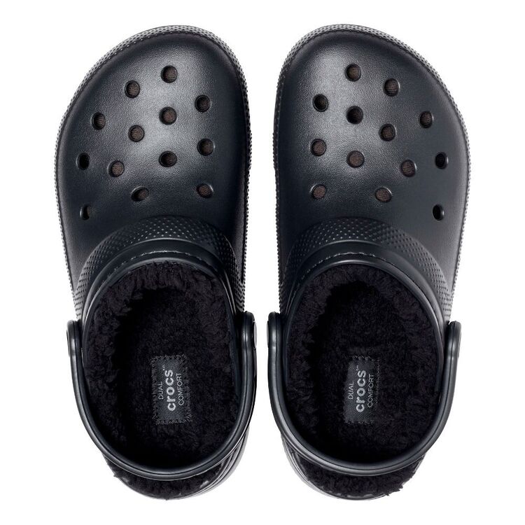 Crocs Adults' Unisex Classic Fuzzy Lined Clogs Black & Black