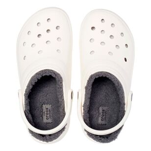 Crocs Adults' Unisex Classic Fuzzy Lined Clogs White & Grey