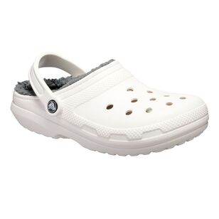 Crocs Adults' Unisex Classic Fuzzy Lined Clogs White & Grey