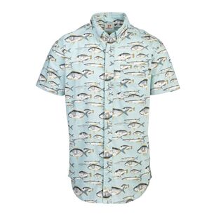 Gondwana Men's Short Sleeve Fish Shirt Light Blue