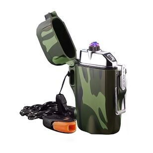 Spinifex USB Rechargeable Double Arc Camp Lighter With Torch & Whistle Camo