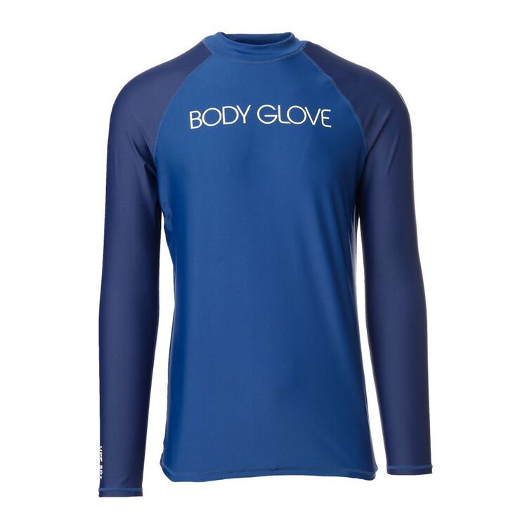 Body Glove Men's Surf Rash Vest Long Sleeve Tee Blue