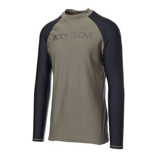 Body Glove Men's Surf Rash Vest Long Sleeve Tee Khaki