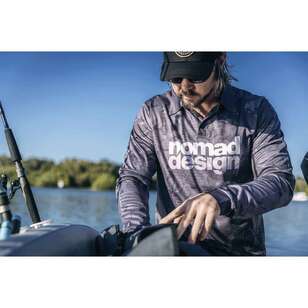 Nomad Design Charcoal Camo Collared Fishing Shirt Grey