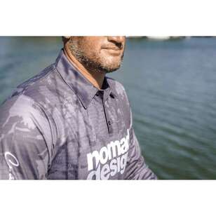 Nomad Design Charcoal Camo Collared Fishing Shirt Grey