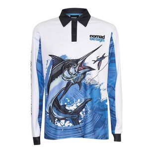 Nomad Design Mighty Marlin White Collared Fishing Shirt White