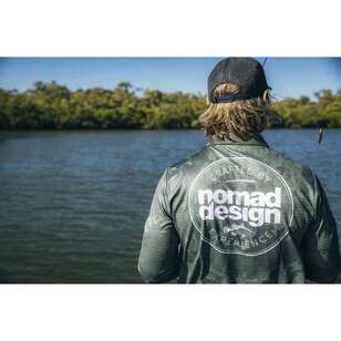 Nomad Design Collared Khaki Camo Logo Fishing Shirt Green
