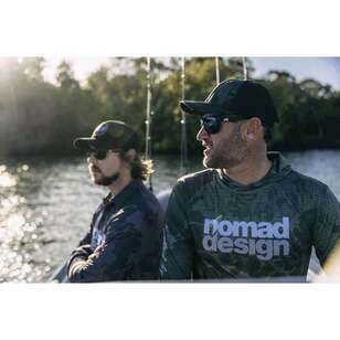 Nomad Design Khaki Camo Splice Hooded Tech Fishing Shirt Green
