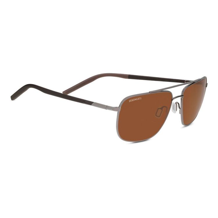 Serengeti Tellaro Sunglasses - Shiny Gunmetal & Brown / Drivers AU Polarised Lenses