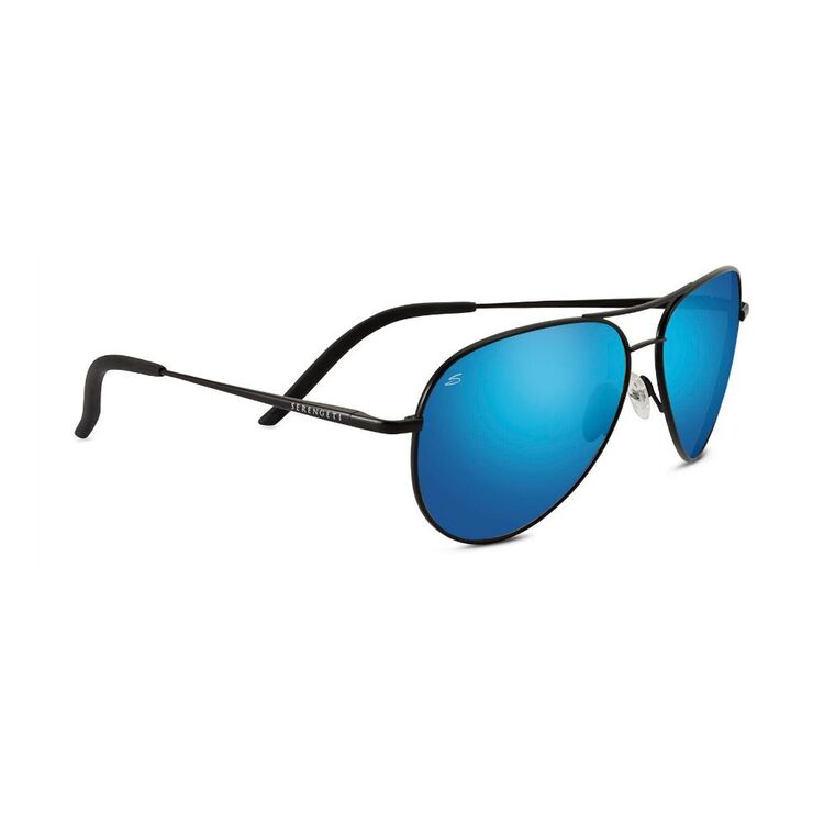 Serengeti Carrara Sunglasses - Satin Black / 555 Blue Polarised Lenses Blue & Satin Black One Size Fits Most