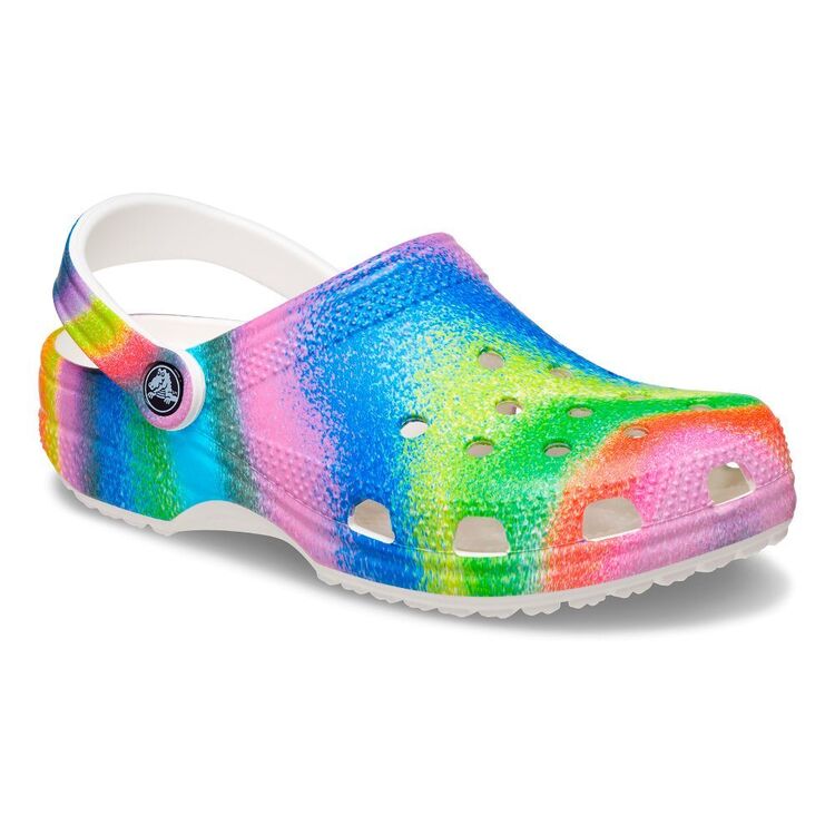 Crocs Unisex Classic Spray Dye Clog White & Multicoloured M8 / W10