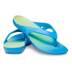 Crocs Women's Kadee II Seasonal Graphic Flip Thongs Powder Blue & Multicoloured