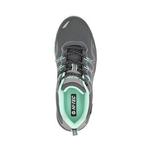 Hi-Tec Women's Stinger Waterproof Low Hiking Shoes Carbon & Dark Grey & Mint