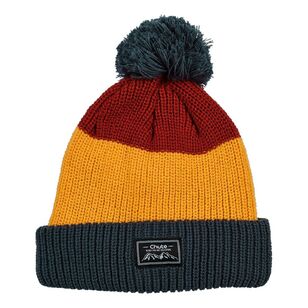 Chute Men's Tr-Colour Beanie Red Ochre, Bees Wax & Blue One Size Fits Most