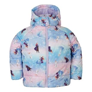 Disney Frozen Kids Winter Puffer Jacket Rainbow