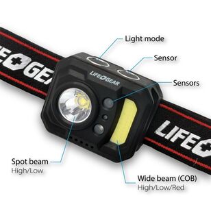Life + Gear 375 Lumen Rechargeable Sensor Headlamp Multicoloured 375 Lumens
