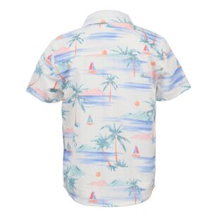 Cape Kids Boys Palm Tree Short Sleeve Shirt White Palm Tree