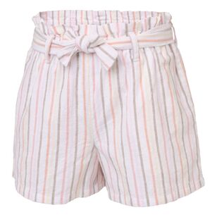 Cape Kids Girls Striped Paperbag Shorts Striped