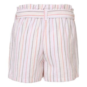 Cape Kids Girls Striped Paperbag Shorts Striped