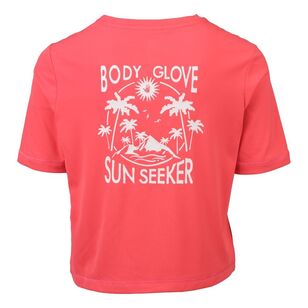 Body Glove Youth Girl's Short Sleeve Logo Surf Tee Pink Punch