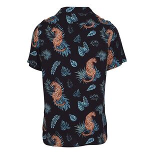 Cape Men's Tropical Leopard Shirt Charcoal