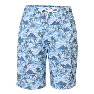 Cape Youth Boys Vintage Hawaiian Shorts Blue