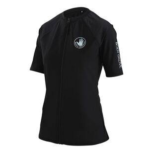Body Glove Women's Core Full Zip Short Sleeve Rash Vest Black