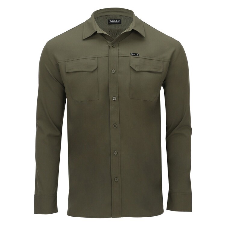 Gillz Men's SS Deep Sea Woven Fishing Shirt - Button Up Short Sleeve Shirt  with UPF 30 Sun Protection, Lightweight, Moisture Wicking, Durable, Quick