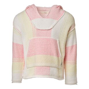 Trip In A Van Kids Knitted Poncho Coral / Honey / Cream