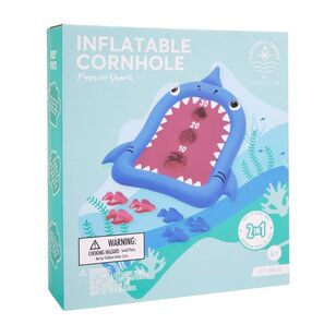 Coconut Grove Finn The Shark Inflatable Cornhole Game Blue