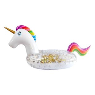 We Love Summer Glitter Unicorn Pool Float White / Rainbow