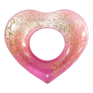 We Love Summer Glitter Heart Pool Ring Pink
