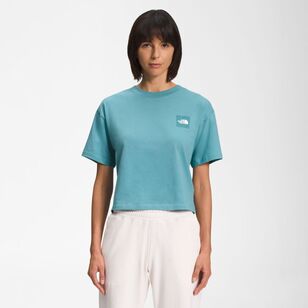 The North Face Women's Box Fit Logo Short Sleeve Tee Reef Waters Large