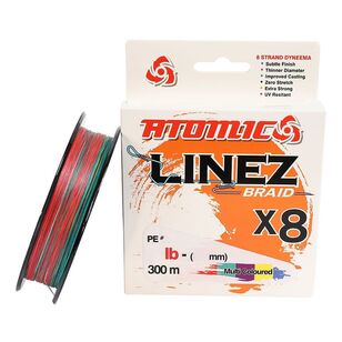 Atomic Linez 8X 22LB 300M Braid Line Multicoloured 22LB