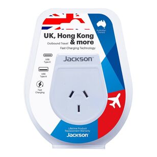 Go Travel Slim UK & Hong Kong Outbound Travel Adaptor USB-A + USB-C