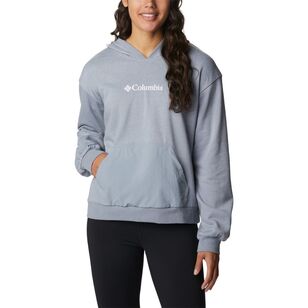 Columbia Women's French Terry Cropped Hoodie Light Grey & White
