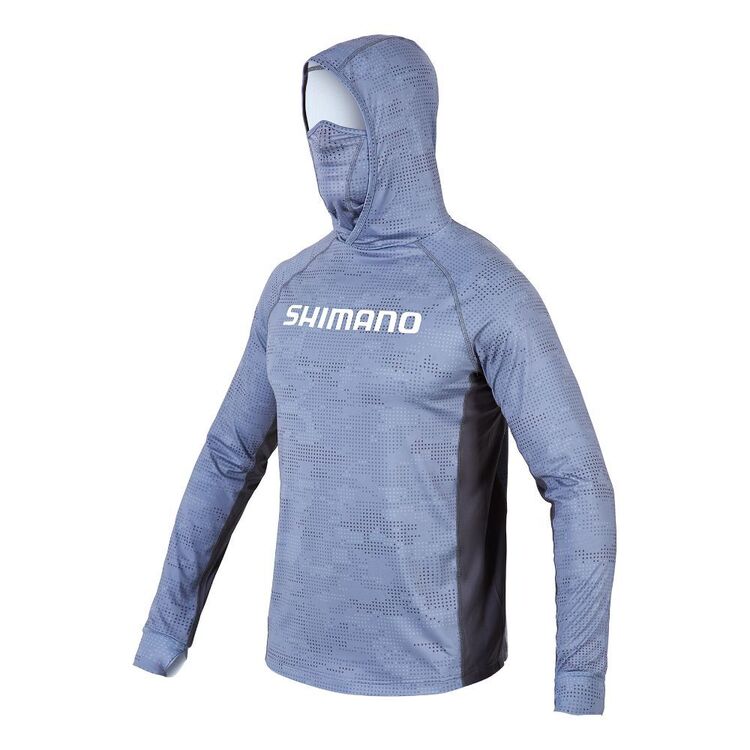 Shimano Hooded Technical Long Sleeve Shirt Grey Dot Camo S