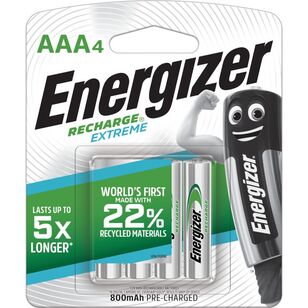Energizer Rechargeable 800mAh AAA Batteries 4 Pack Multicoloured AAA