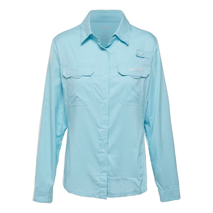 Shimano Women’s Classic Vented Long Sleeve Fishing Shirt Aqua 14