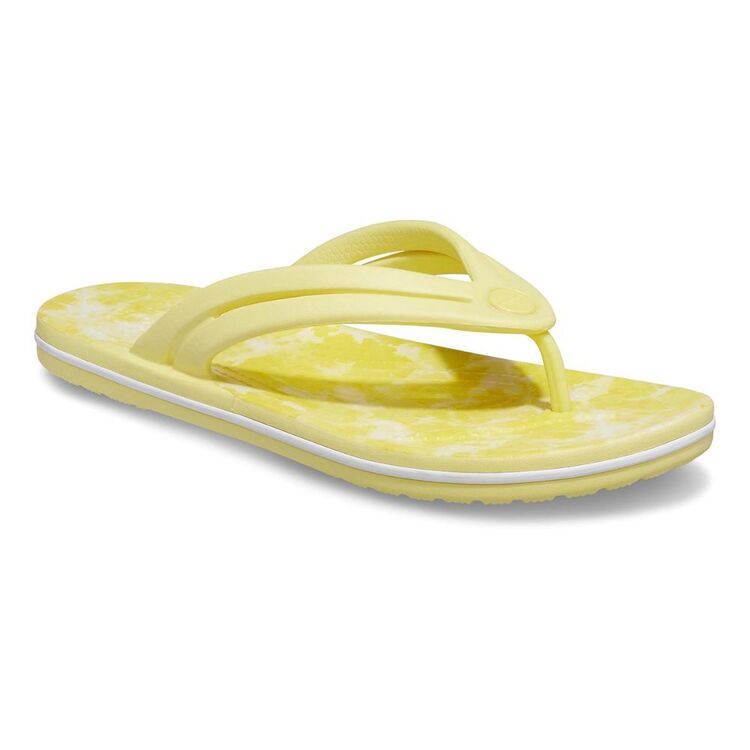 Crocs Women's Crocband Bleach Dye Thongs Banana1