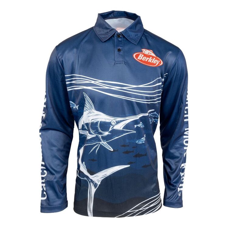 BCF Men's L Shark Sublimated Polo Fishing Shirt SPF 50 Long Sleeves Great  White