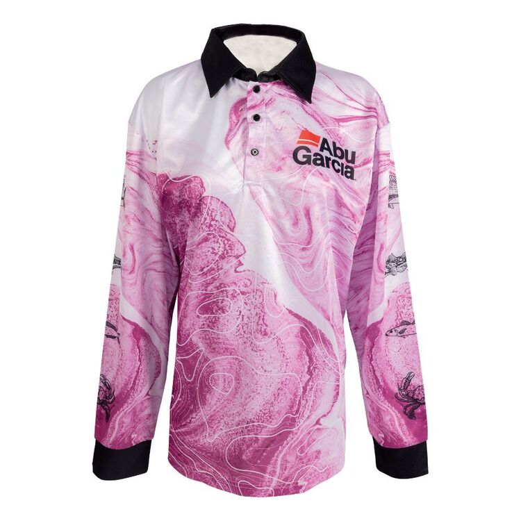 Aby Garcia Tropographic Pink Kids Sublimated Fishing Shirt Topographic Pink