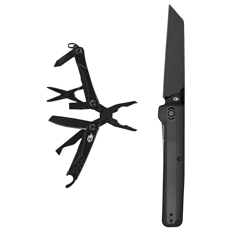 Gerber Pledge Clip Folding Knife + Dime Multitool Gift Set Black