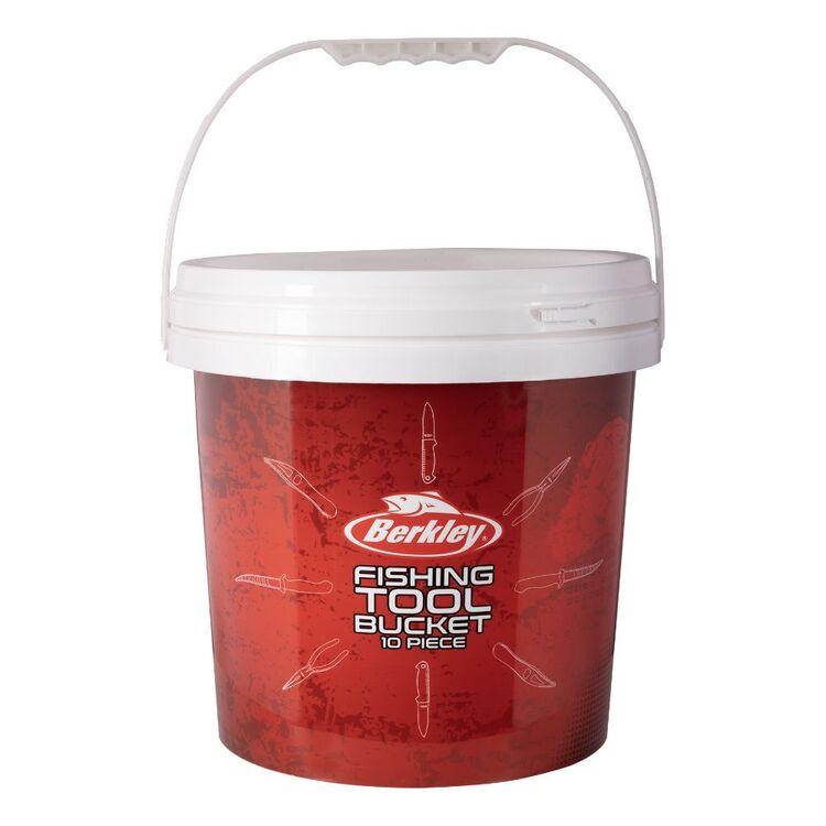 Berkley 10 Piece Fishing Tool Bucket Red White
