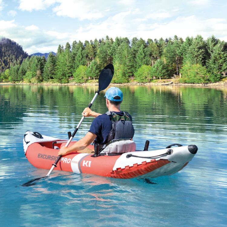 Red Kayaks Inflatable Intex Excursion Pro K1 Inflatable Kayak Red & White | Anaconda