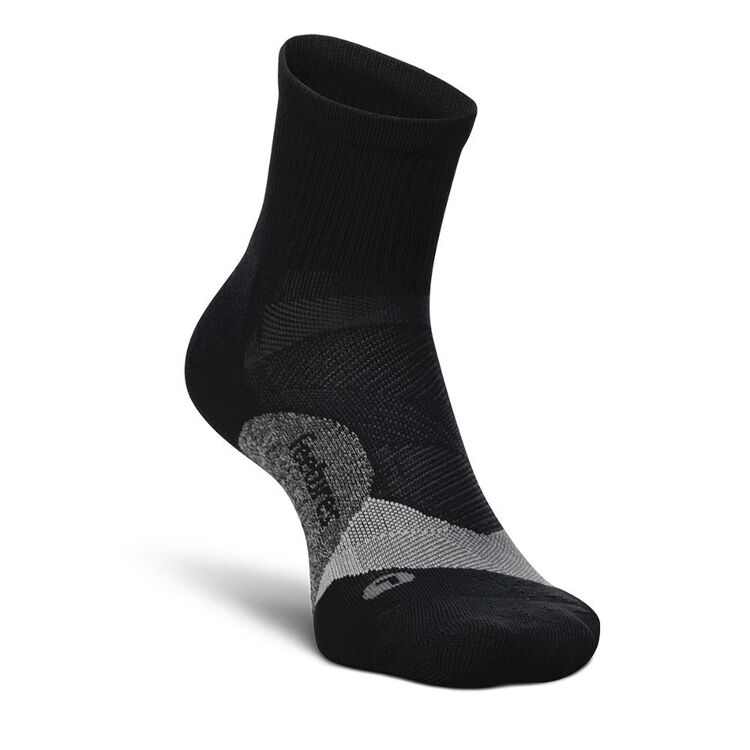 Feetures Unisex Elite Light Cushion Quarter Crew Sock Black