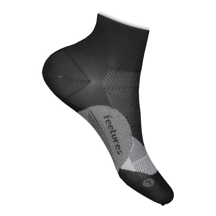 Feetures Unisex Elite Light Cushion Quarter Crew Sock Black