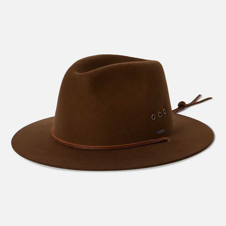 Brixton Wesley Weather Guard Packable Fedora Hat Coffee